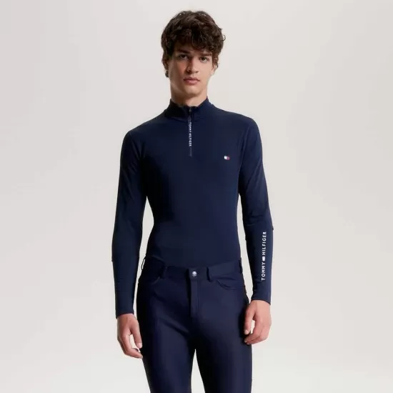 Tommy Hilfiger Mens 1/4 Zip Thermo Shirt Desert Sky image