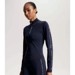 Tommy Hilfiger Studded Logo Thermo Shirt 1/4 Zip Desert Sky