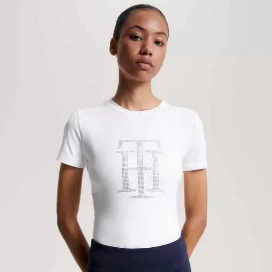 Tommy Hilfiger Rhinestone T-Shirt - Optic White image