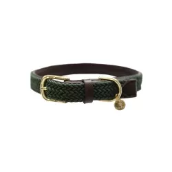 Kentucky dogwear plaited dog collar- Olive Green