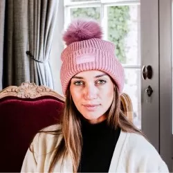 Kentucky Beanie Pompom hat - Old Rose